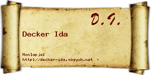 Decker Ida névjegykártya