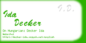 ida decker business card